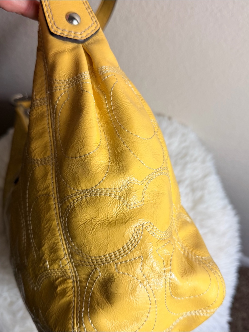 Coach Yellow Patent Leather Shoulder Bag w/Dustbag - Picture 13 of 14